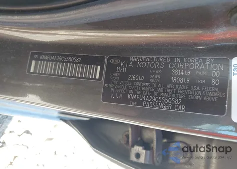 2012 Kia Forte Ex z USA, uszkodzony, nr VIN KNAFU4A29C5550582